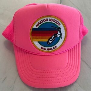 Aviator Nation Vibrant Pink Cap with Rainbow Patch